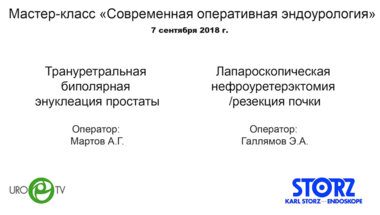 Трансуретральная биполярная энуклеация простаты и Лапароскопическая нефроуретерэктомия /резекция почки