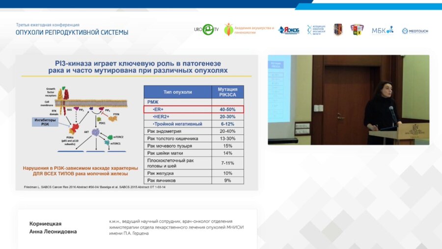 Корниецкая А.Л. - Мутация PIC3CA. Возможности преодоления гормональной резистентности при МРМЖ