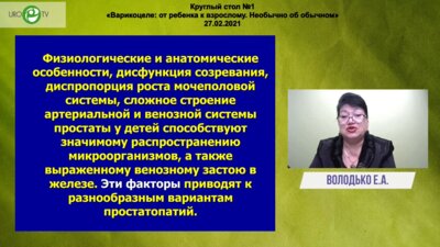 Володько Е.А. - Заболевания предстательной железы у детей с варикоцеле. Алгоритм диагностики, лечения и реабилитации