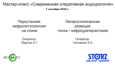Перкутанная нефролитотрипсия на спине и Лапароскопическая резекция почки / нефроуретерэктомия
